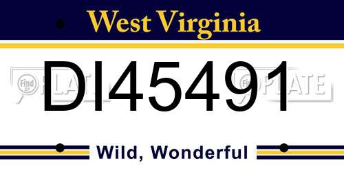 DI45491 West Virginia License Plate