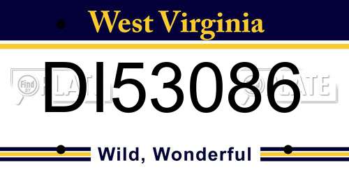 DI53086 West Virginia License Plate
