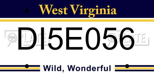 DI5E056 West Virginia License Plate