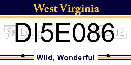 DI5E086 West Virginia License Plate