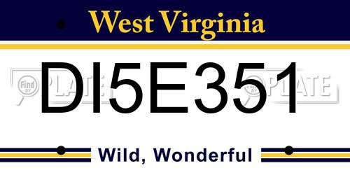 DI5E351 West Virginia License Plate