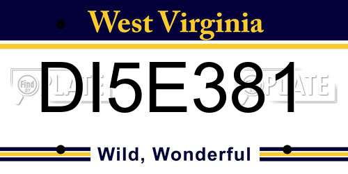 DI5E381 West Virginia License Plate
