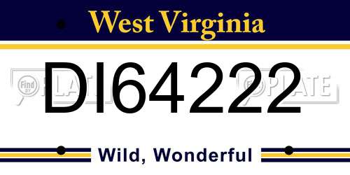 DI64222 West Virginia License Plate