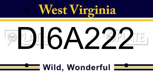 DI6A222 West Virginia License Plate