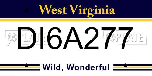 DI6A277 West Virginia License Plate
