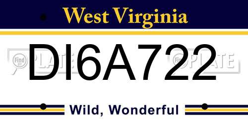 DI6A722 West Virginia License Plate