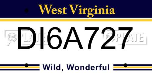 DI6A727 West Virginia License Plate