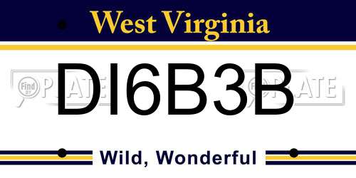 DI6B3B West Virginia License Plate