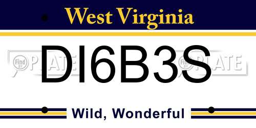 DI6B3S West Virginia License Plate