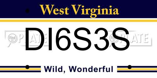 DI6S3S West Virginia License Plate
