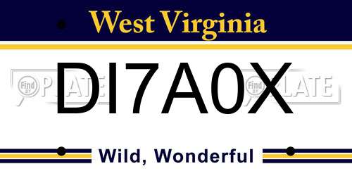 DI7A0X West Virginia License Plate