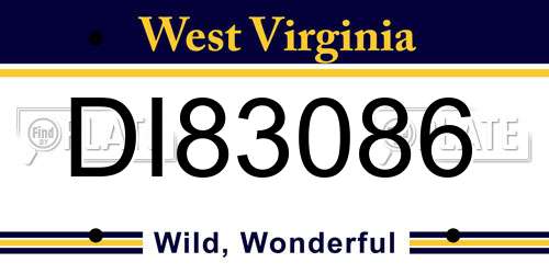 DI83086 West Virginia License Plate