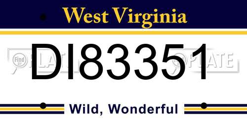 DI83351 West Virginia License Plate