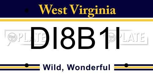 DI8B1I West Virginia License Plate