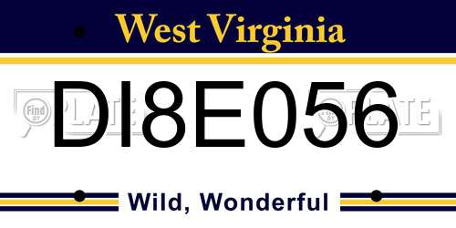 DI8E056 West Virginia License Plate
