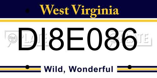 DI8E086 West Virginia License Plate