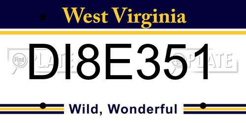 DI8E351 West Virginia License Plate
