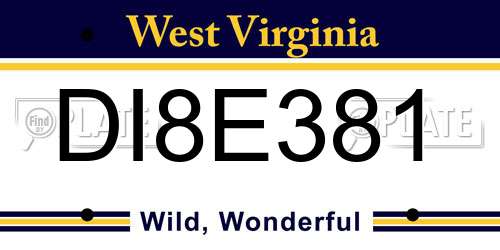 DI8E381 West Virginia License Plate