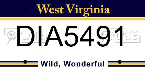 DIA5491 West Virginia License Plate