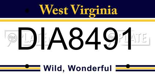 DIA8491 West Virginia License Plate