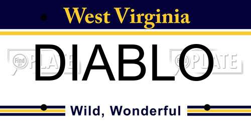 DIABLO West Virginia License Plate