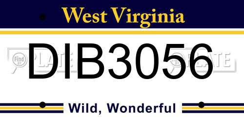 DIB3056 West Virginia License Plate
