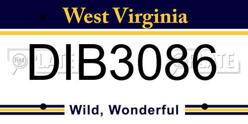 DIB3086 West Virginia License Plate