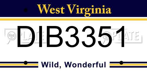 DIB3351 West Virginia License Plate