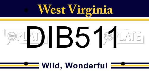 DIB511 West Virginia License Plate