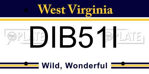 DIB51I West Virginia License Plate