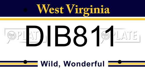 DIB811 West Virginia License Plate