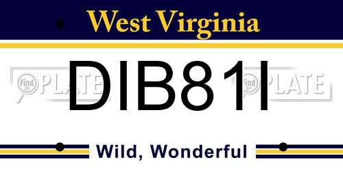 DIB81I West Virginia License Plate