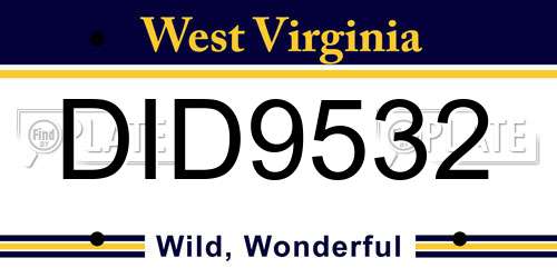 DID9532 West Virginia License Plate