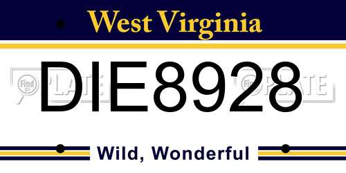 DIE8928 West Virginia License Plate
