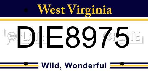 DIE8975 West Virginia License Plate
