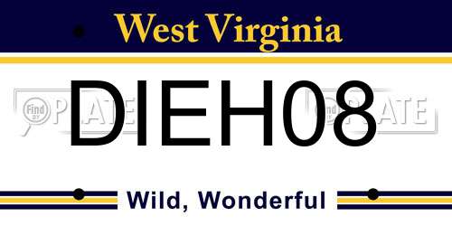 DIEH08 West Virginia License Plate
