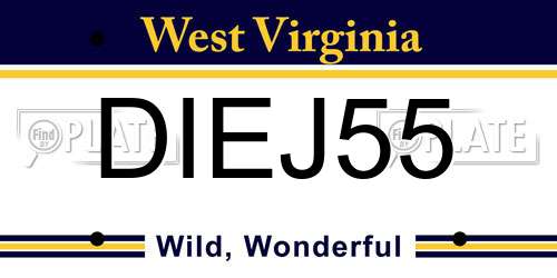 DIEJ55 West Virginia License Plate
