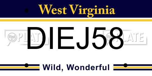 DIEJ58 West Virginia License Plate