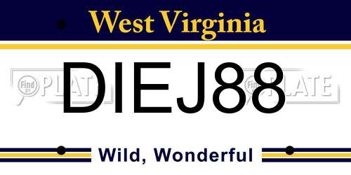 DIEJ88 West Virginia License Plate