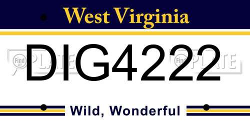 DIG4222 West Virginia License Plate