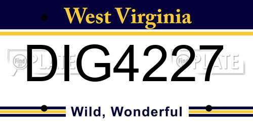 DIG4227 West Virginia License Plate