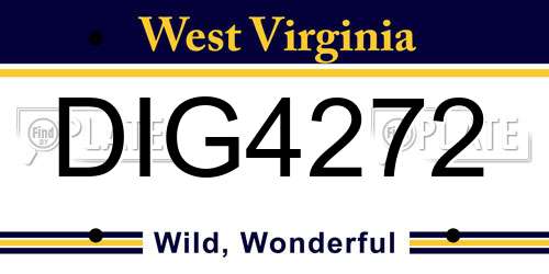 DIG4272 West Virginia License Plate