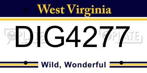 DIG4277 West Virginia License Plate
