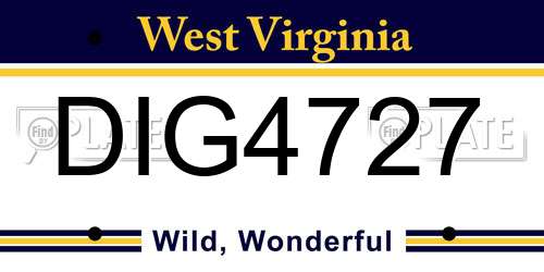 DIG4727 West Virginia License Plate