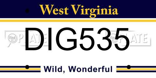 DIG535 West Virginia License Plate