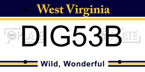 DIG53B West Virginia License Plate