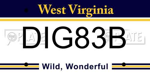 DIG83B West Virginia License Plate
