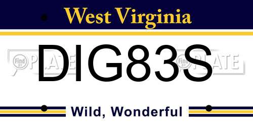 DIG83S West Virginia License Plate