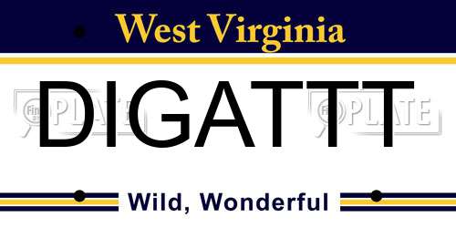 DIGATTT West Virginia License Plate