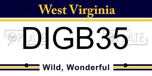 DIGB35 West Virginia License Plate